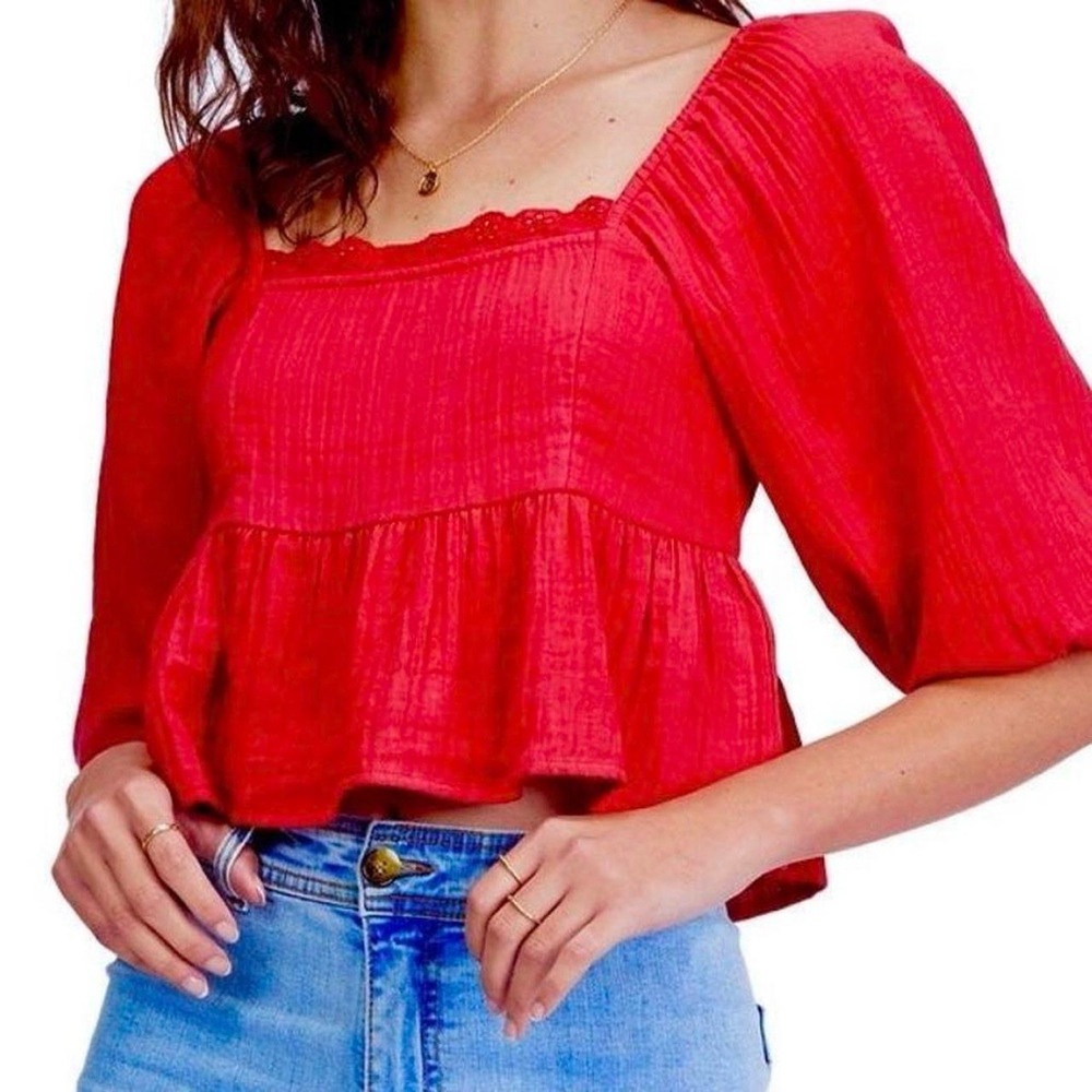 Billabong Puff Sleeve Red Women's Blouse